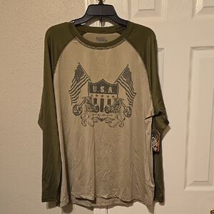 NWT Racks & Reels USA Flag Graphic Long Sleeve Shirt Size L